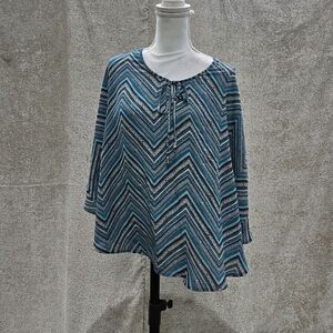 Stoosh Teal and Black Chevron Blouse